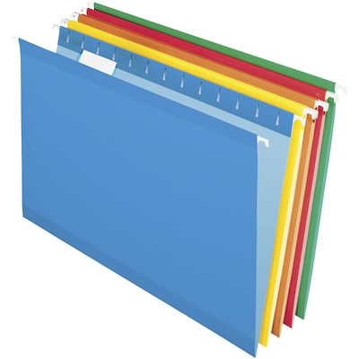 Quill Brand® Premium Reinforced 100% Recycled Hanging File Folders, 1/5-Cut , Legal Size, Assorted,