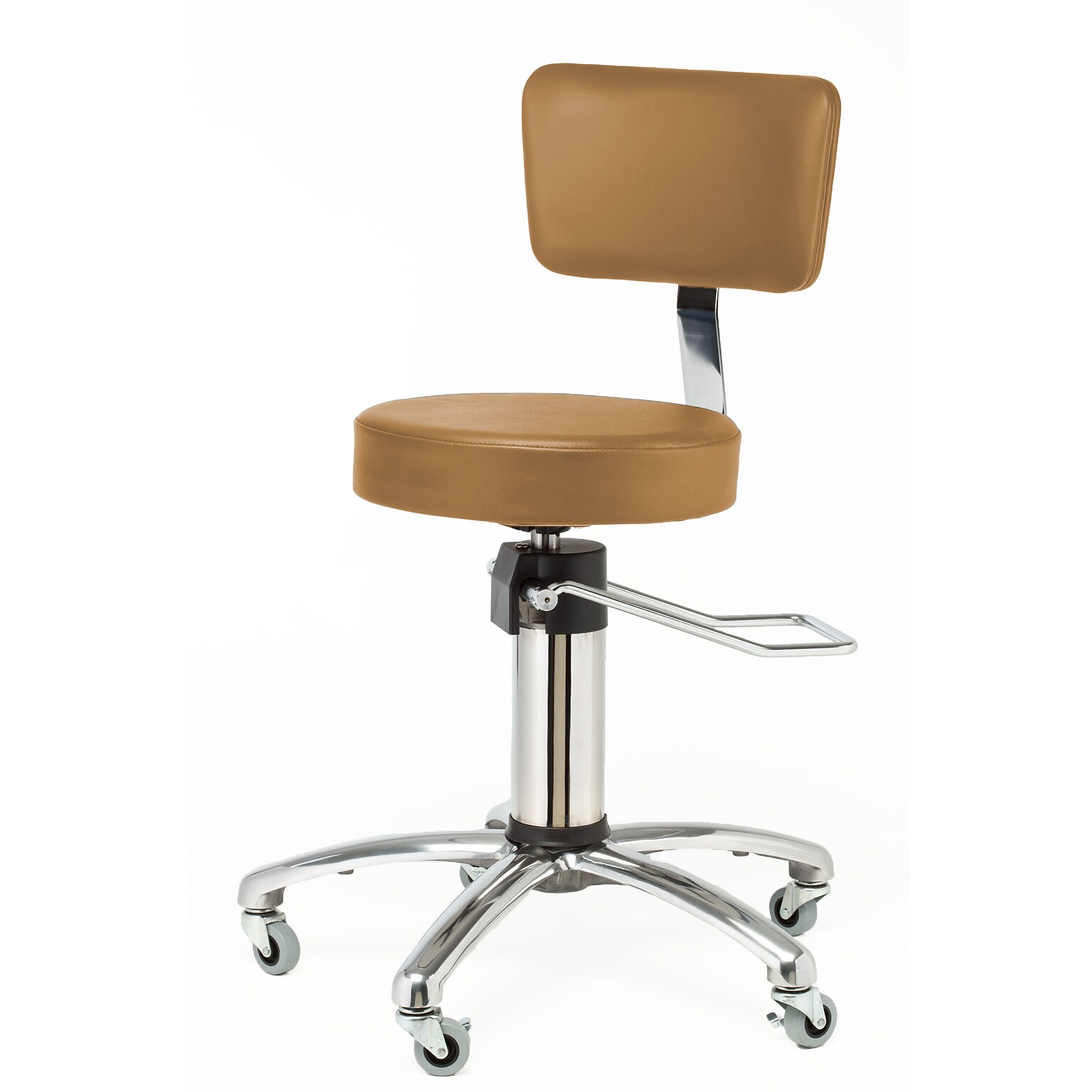 Brandt Hydraulic Surgeon Stool with Backrest with Backrest, Tan (15512TAN)