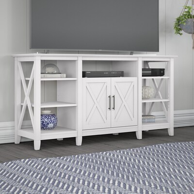 Bush Furniture Key West Manufactured Wood Console TV Stand, Screens up to 65, Pure White Oak (KWV16