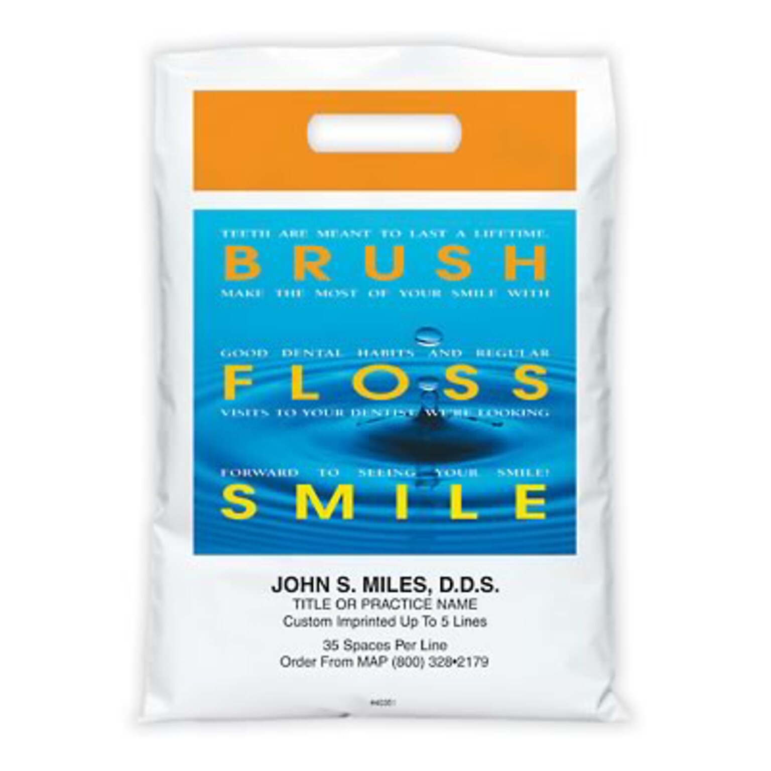 Medical Arts Press® Dental Personalized Full Color Bags; 9x13, Brush/Floss, 100 Bags, (40351)