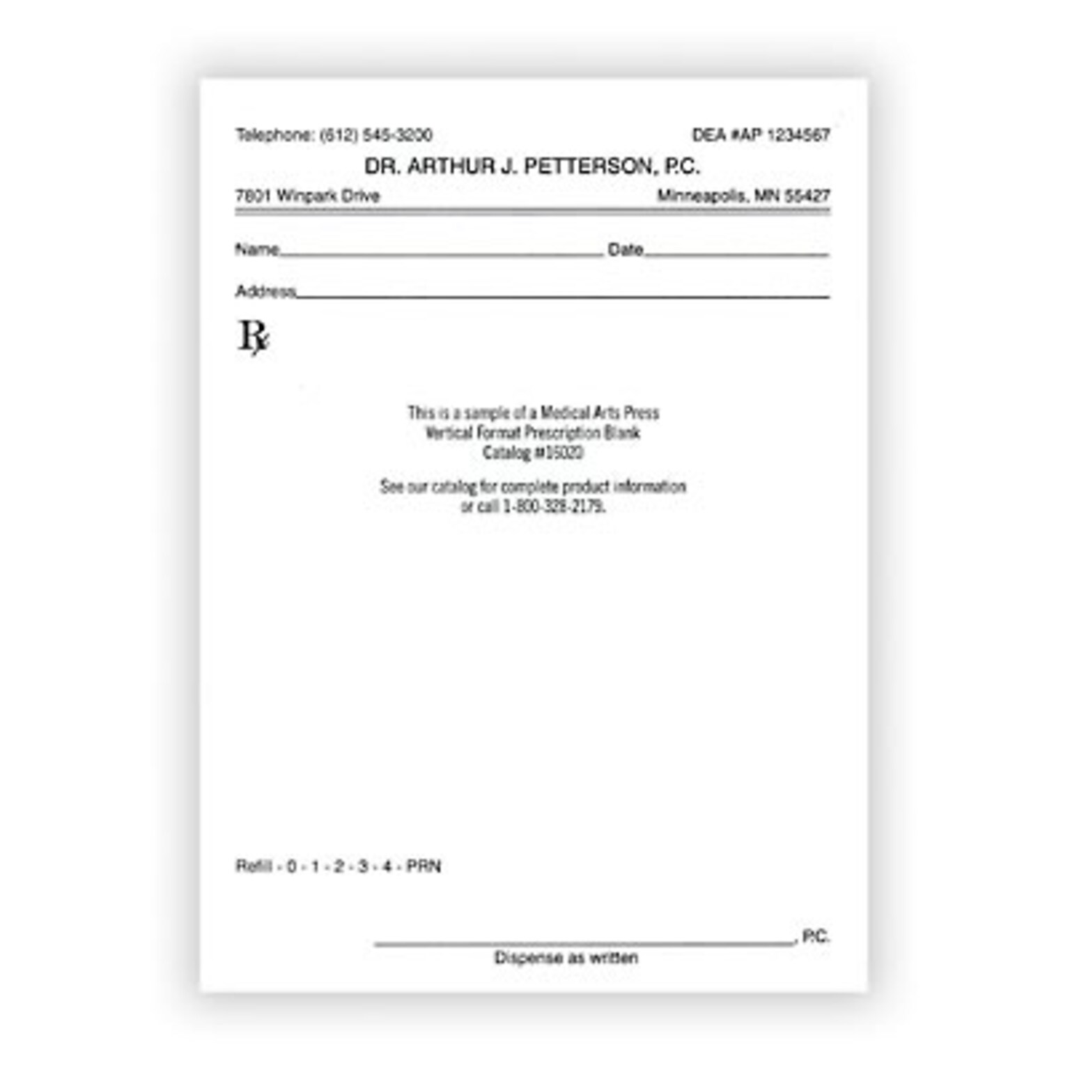Medical Arts Press® Single Copy Rx Blanks; Vertical, 5-1/2x4