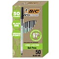 BIC Ecolutions Round Stic Ballpoint Pens, Medium Point, Black Ink, 50/Pack (GSME509-BLK)