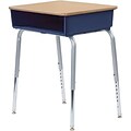 Virco® Adjustable-Height Open-Front Laminate Top Student Desk; Fusion Maple/Navy