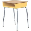 Virco® Adjustable-Height Open-Front Laminate Top Student Desk; Fusion Maple/Yellow
