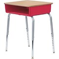 Virco® Adjustable-Height Open-Front Laminate Top Student Desk; Fusion Maple/Red
