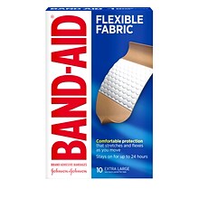 Band-Aid Flexible Fabric Extra Large Adhesive Bandages, 1.75 x 4, 10/Box (111834100)