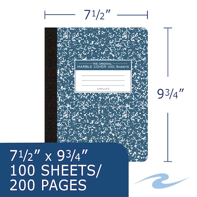 Roaring Spring Paper Products Composition Notebooks, 9.75 x 7.5, 100 Sheets, Blue (77261)