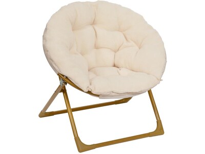 Flash Furniture Gwen Faux Fur Kids Folding Saucer Chair, Ivory (FV-FMC-030-IV-SGD-GG)