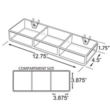 Azar® 3 Compartment Tray For Pegboard/Slatwall, Clear, 2/Pk