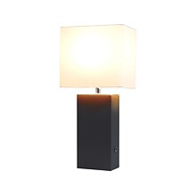 Lalia Home Lexington Table Lamp, Black Faux Leather (LHT-3012-BK)