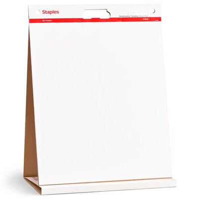 Staples Stickies Tabletop Easel Pad, 20 x 23, White, 20 Sheets/Pad (23448)