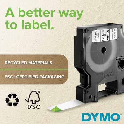 DYMO D1 Standard 45800 Label Maker Tape, 3/4 x 23, Black on Clear (45800)