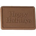 Chocolate Inn® Chocolate Business Card & Holder; Milk Chocolate, Happy Holidays Greeting, Silver Box