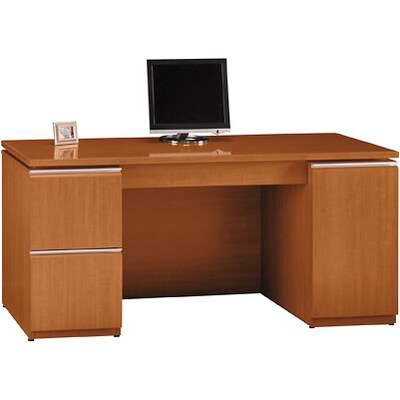 Bush Business Furniture Contemporary Desk Collection; Golden Anigre, Credenza, Fully Assembled