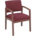 Lesro Lenox Series Reception Furniture in Cherry Finish with Burgundy Fabric; Guest Chair with Arms