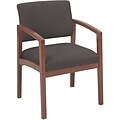 Lesro Lenox Series Reception Furniture in Cherry Finish with Grey Fabric; Guest Chair with Arms