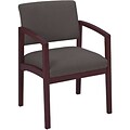 Lesro Lenox Series Reception Furniture in Mahogany Finish with Grey Fabric; Guest Chair with Arms