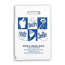 Medical Arts Press® Dental Personalized 1-Color Small Supply Bags; 7-1/2x9, Brush Floss Smile, 100