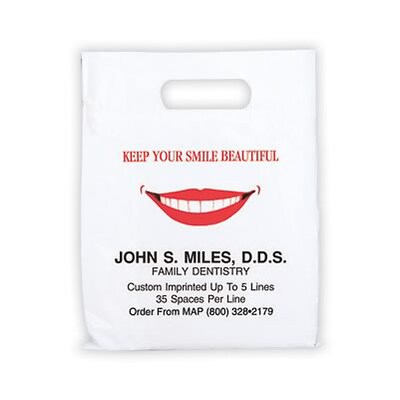 Medical Arts Press® Dental Personalized 2-Color Supply Bags; 9 x 13, Large Smile, 100 Bags, (606301