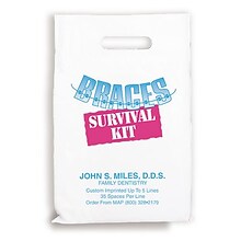 Medical Arts Press® Dental Personalized Large 2-Color Supply Bags; 9 x 13, Braces Survival Kit, 100