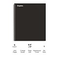 Staples 5-Subject Notebook, 8.5 x 11, College Ruled, 200 Sheets, Black (TR58363)