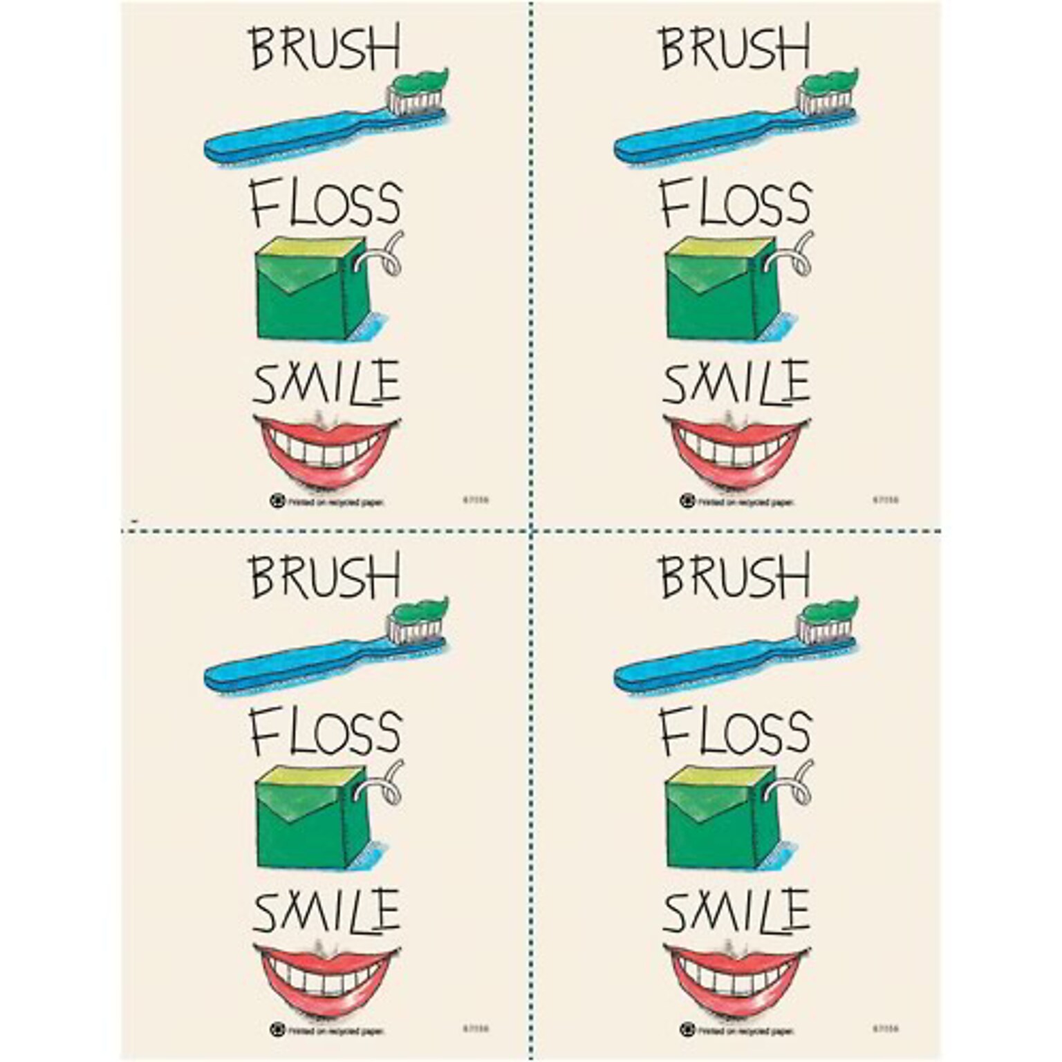 Medical Arts Press® Dental Postcards; for Laser Printer; Brush, Floss, Smile, 100/Pk