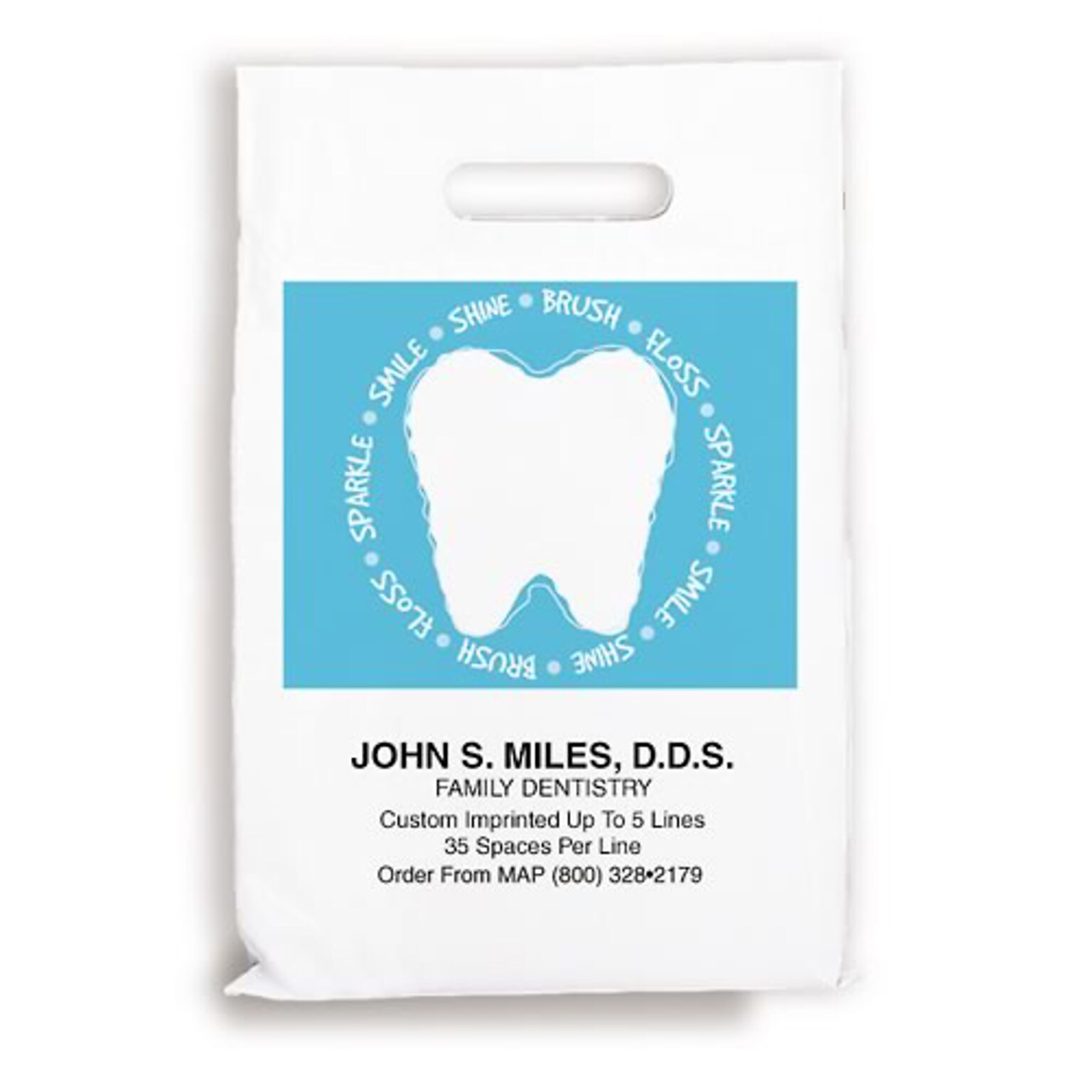 Medical Arts Press® Dental Personalized 1-Color Supply Bags; 9 x 13, Words around tooth, 100 Bags, (668971)