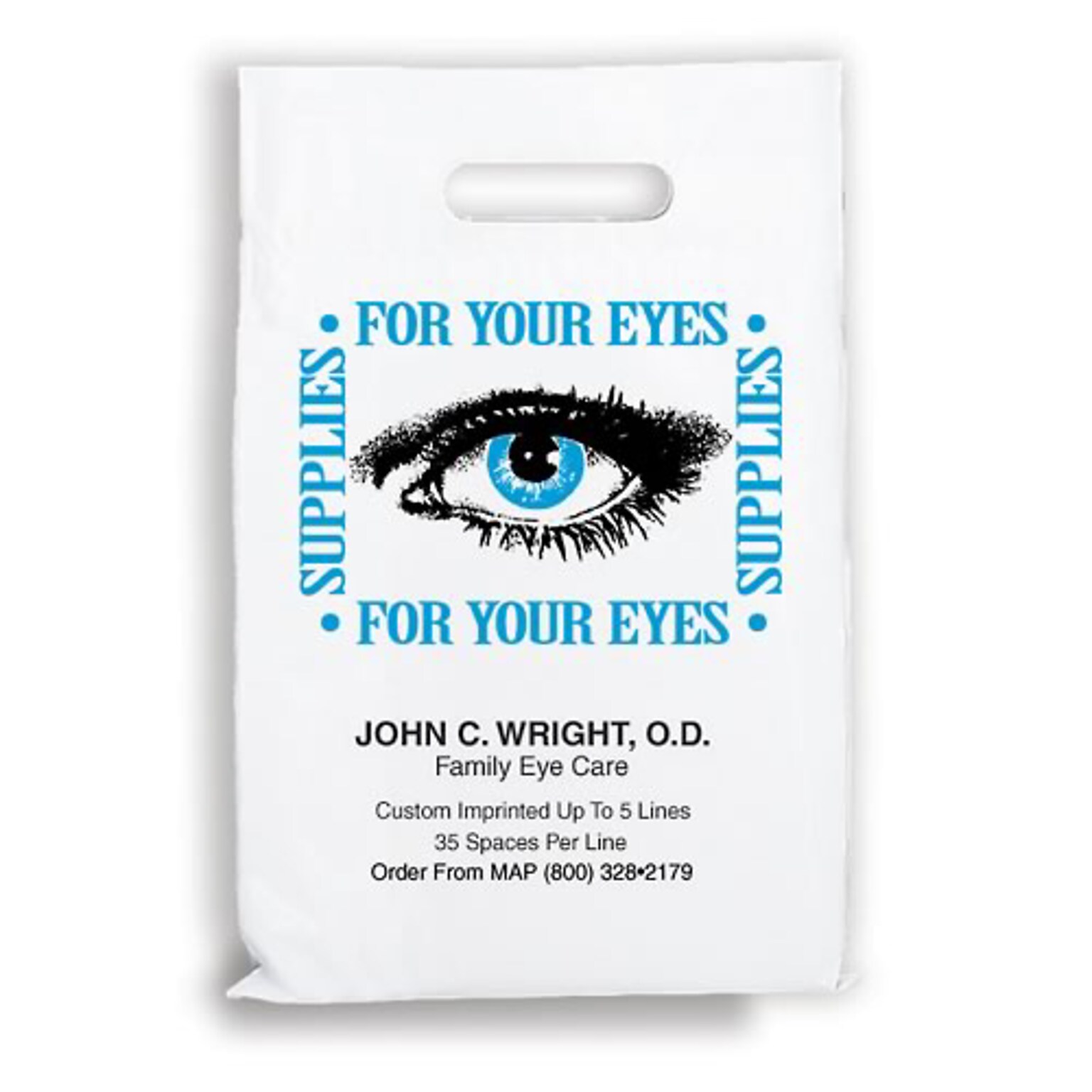 Medical Arts Press® Eye Care Personalized Large 2-Color Supply Bags; 9 x 13, Supplies for your eyes, 100 Bags, (633811)