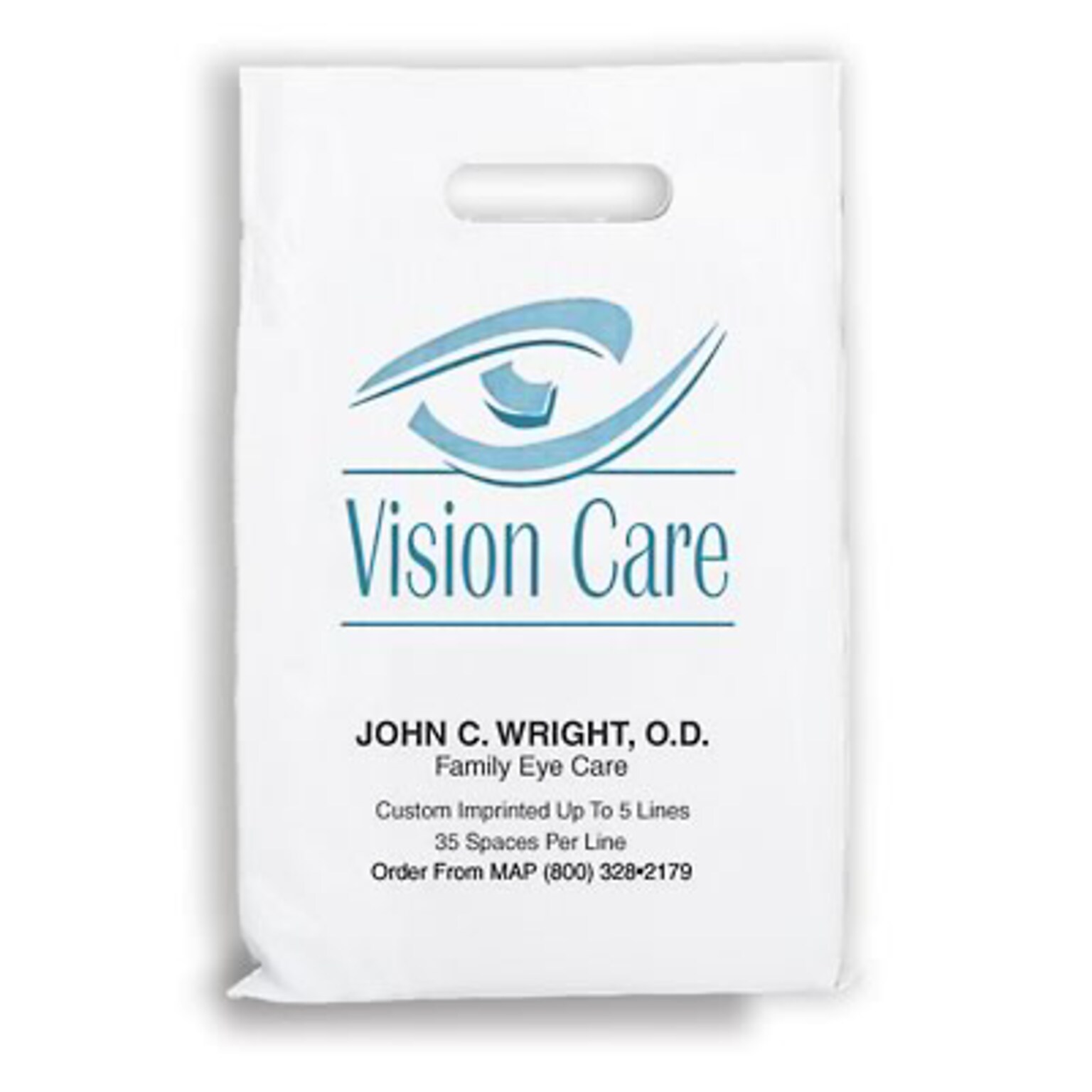 Medical Arts Press® Eye Care Personalized Large 2-Color Supply Bags; 9 x 13, Vision Care/Teal Eye, 100 Bags, (633871)
