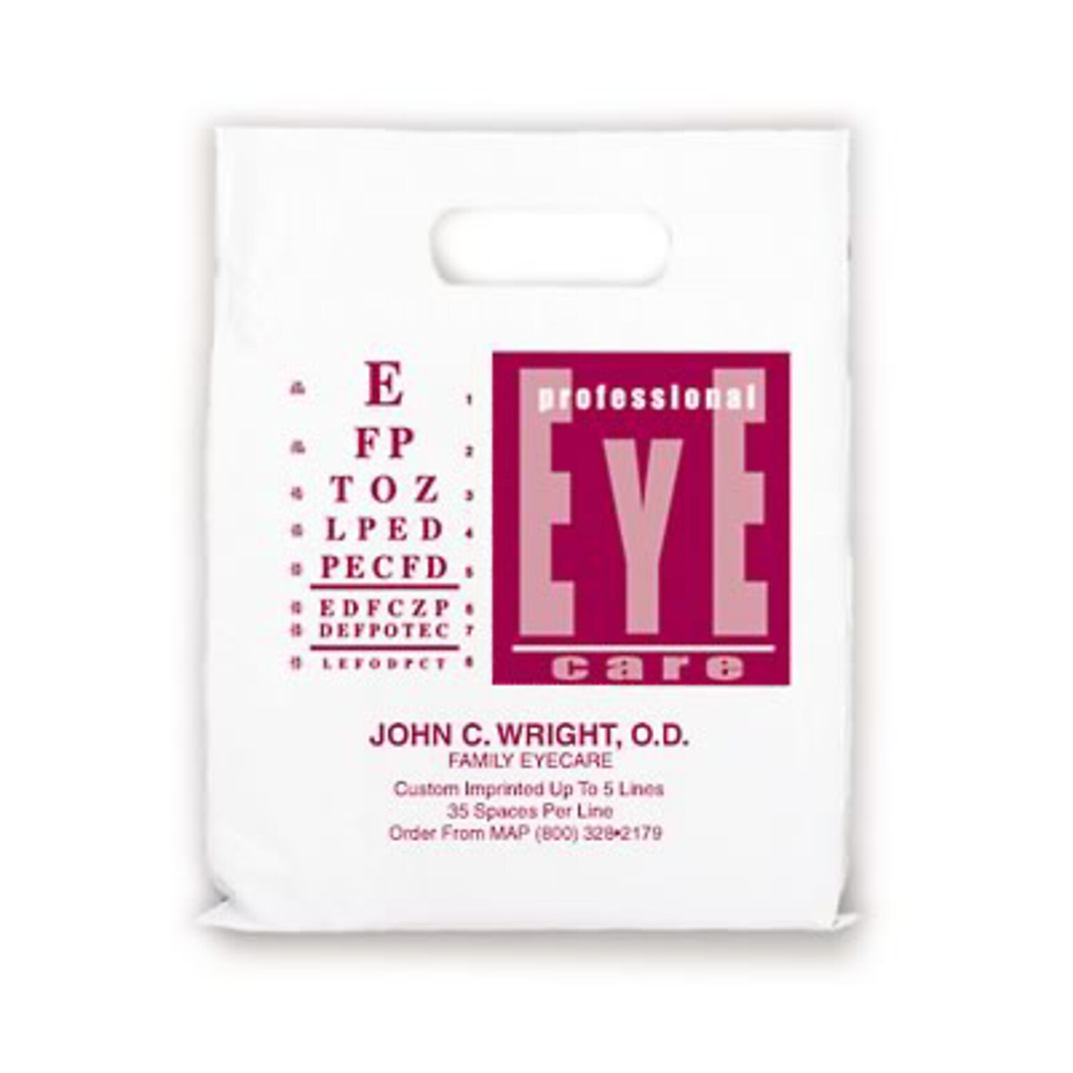 Medical Arts Press® Eye Care Personalized 1-Color Supply Bags; 7-1/2x9, Professional EC Chart, 100 Bags, (725691)