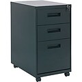 Alera® 3-Drawer Mobile Pedestal File Cabinet with Recessed Pulls; Black, Legal (PA532823BL)