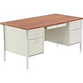 Alera™ 2100 Series Metal Desks in Cherry/Putty, Double Pedestal Desk, 60Wx30D