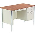Alera™ 2100 Series Metal Desks in Cherry/Putty, Single Pedestal Desk