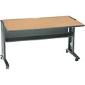 Safco® Reversible Top Mobile Computer Desks; Mahogany/Medium Oak, 30Hx54Wx28D