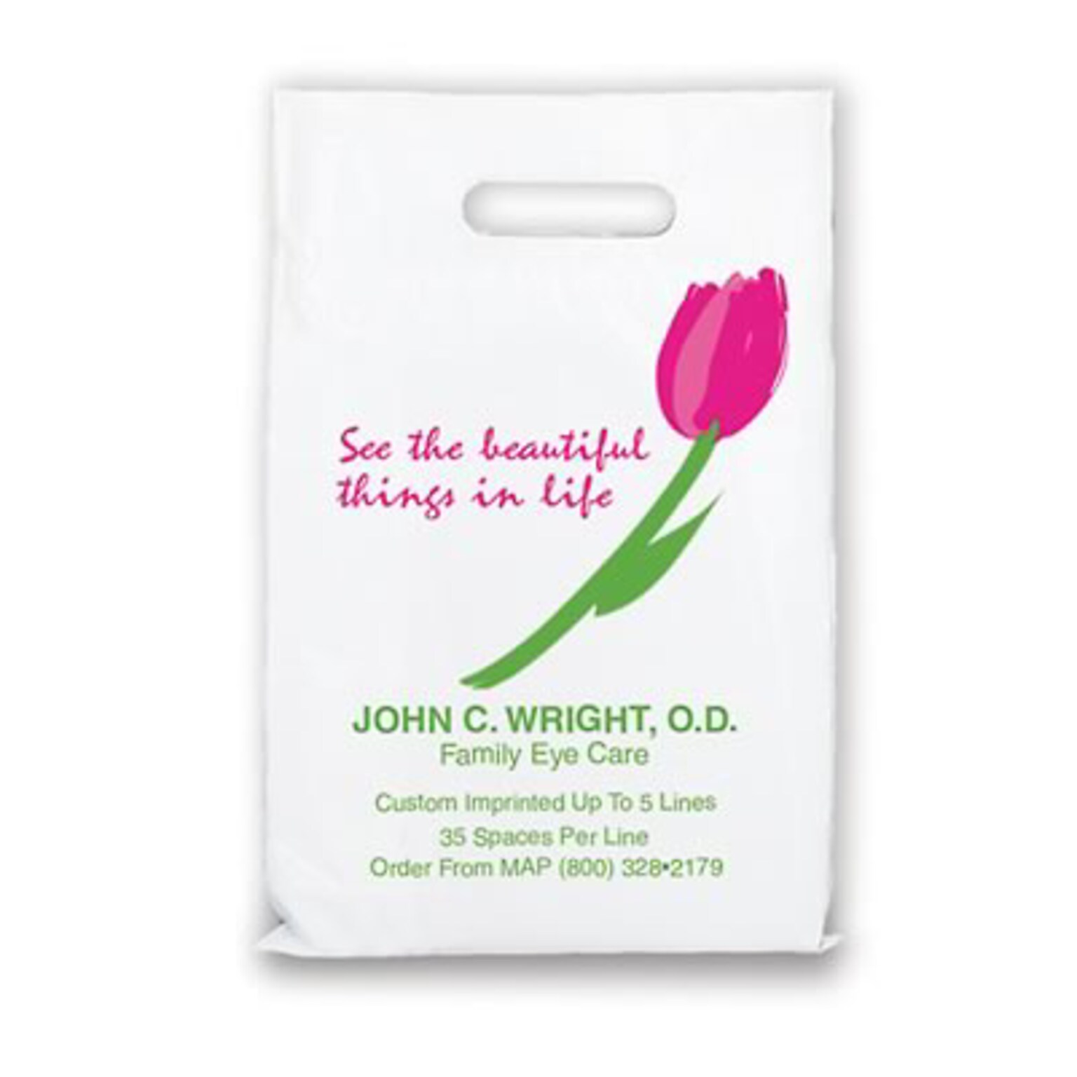 Medical Arts Press® Eye Care Personalized Jumbo 2-Color Supply Bags; 12x16, Beautiful Things / Tulip, 100 Bags, (691591)