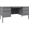 Hirsh 60W Double-Pedestal Teachers Desk, Platinum/White (22645)