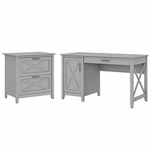 Bush Furniture Key West 54W Computer Desk with Storage and 2-Drawer Lateral File Cabinet, Cape Cod