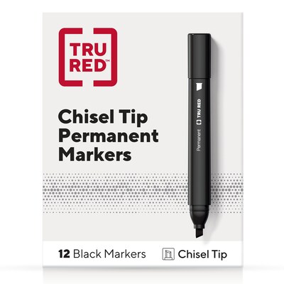 TRU RED™ Tank Permanent Markers, Chisel Tip, Black, 12/Pack (TR54532)