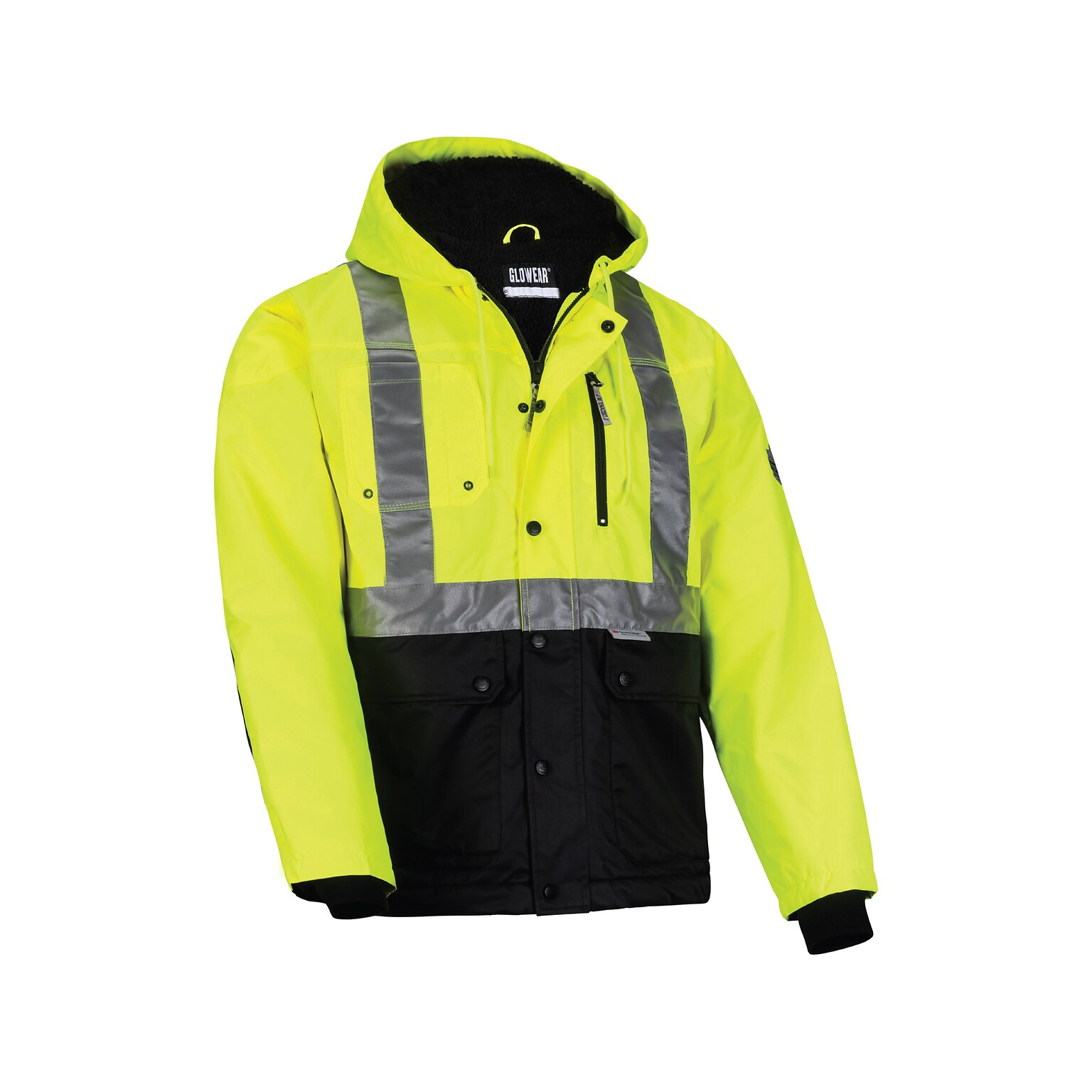 GloWear 8275 Heavy-Duty High-Visibility Workwear Jacket, M, Lime/Black (23973)