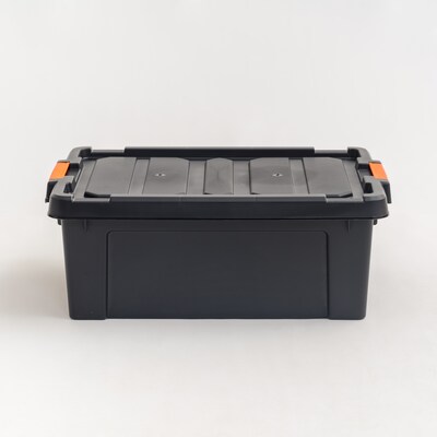 Iris 47 Quart Heavy Duty Store-It-All Plastic Latching Storage Tote, Black (500215)