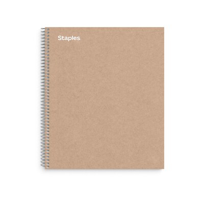 Staples Premium 3-Subject Notebook, 8.5 x 11, College Ruled, 150 Sheets, Brown (TR52123)