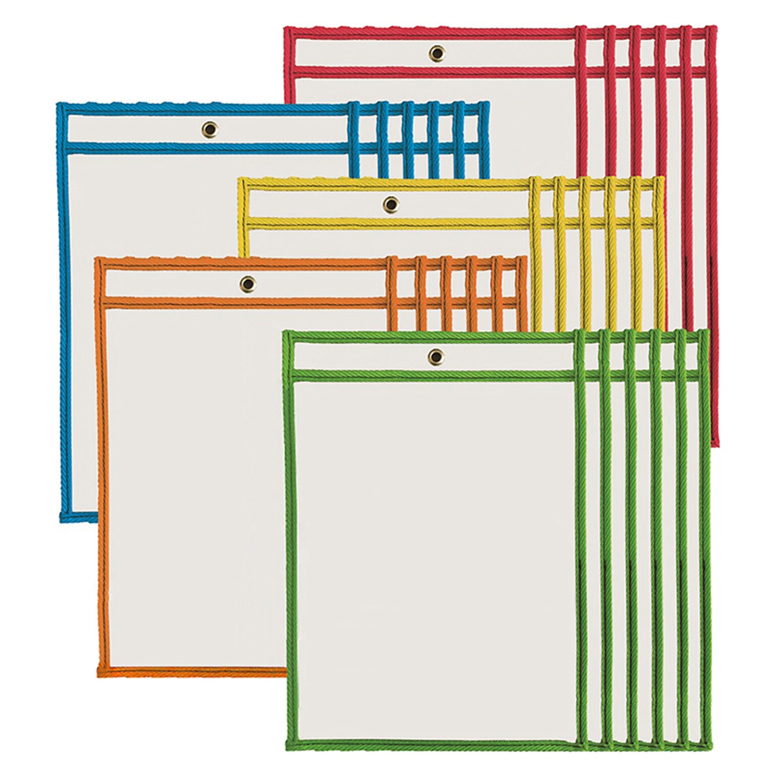 Charles Leonard Dry Erase Pockets, 9 x 12, Assorted Colors, Set of 30 (CHL29030)