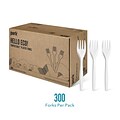 Perk™ Compostable PLA Fork, Medium-Weight, White, 300/Pack (PK56201)