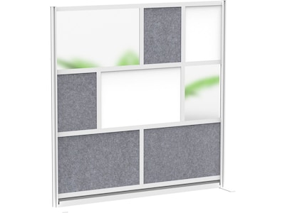 Luxor Workflow Series 8-Panel Freestanding Modular Room Divider System Starter Wall with Whiteboard,