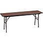Correll® 18"D x 72"L Folding table; Walnut Melamine Laminate Top