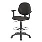 Boss® Fabric Drafting Stool with Adjustable Arms & Footring; Black
