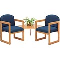 Lesro Classic Series Round Back Collection in Standard Fabric; Two Chairs with Corner Table