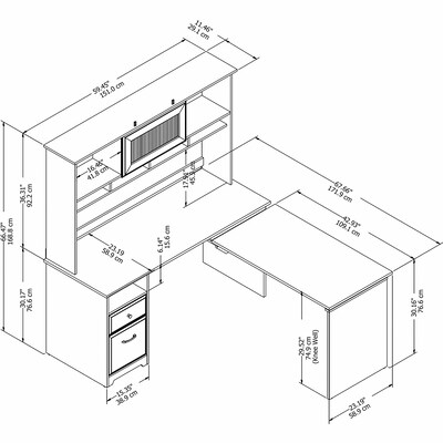 Bush Furniture Cabot 60"W 3 Position Sit to Stand L Shaped Desk with Hutch, Espresso Oak (CAB045EPO)
