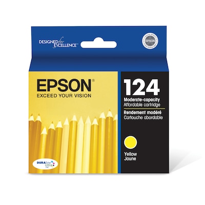 Epson T124 Yellow Standard Yield Ink Cartridge, Prints Up to 220 Pages (T124420-S)