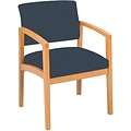 Lesro Lenox Series Reception Furniture in Oak Finish with Interval Blue Fabric; Guest Chair w/Arms